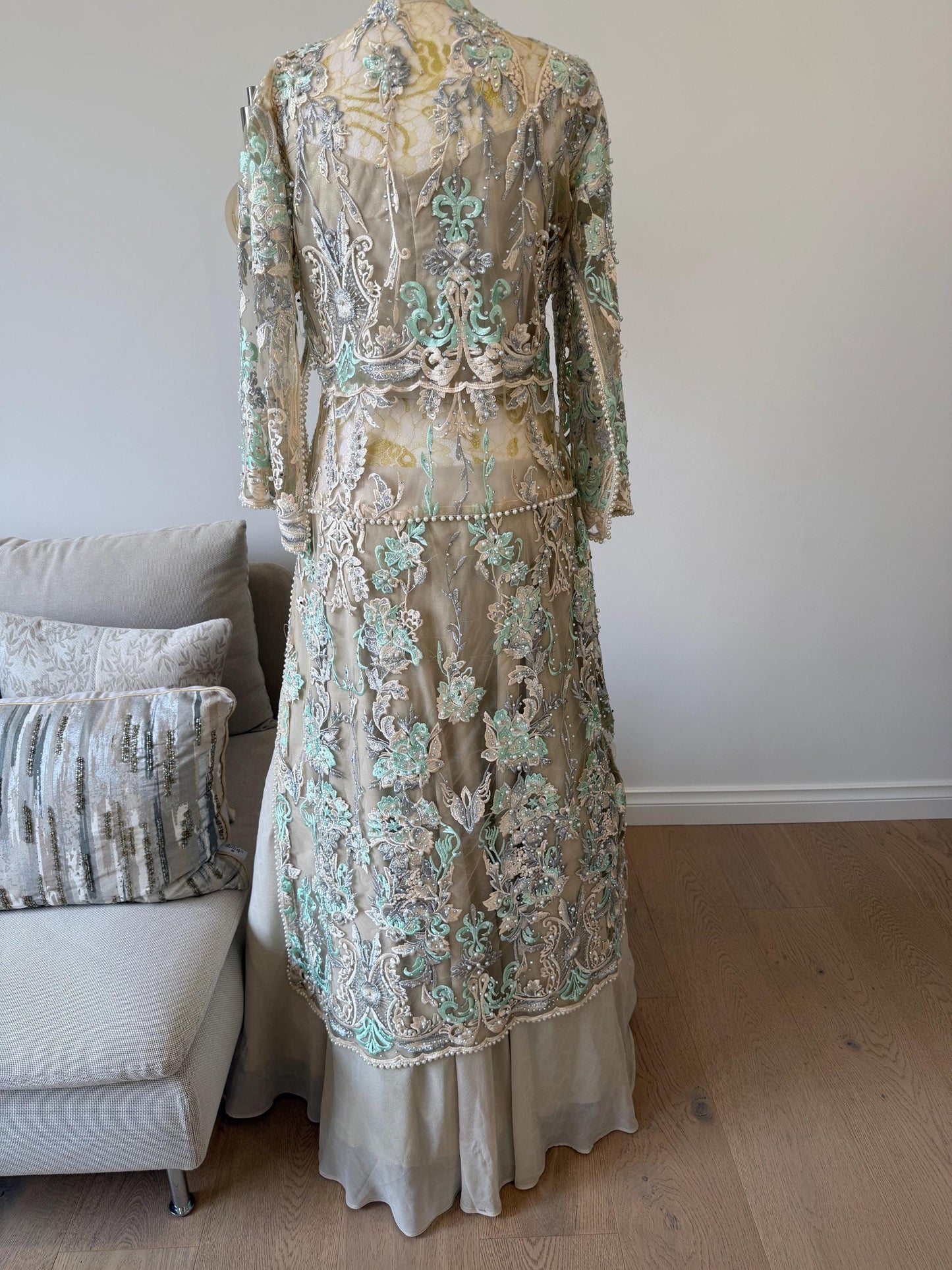 Pearl Embellished Net Jacket Lehenga Set