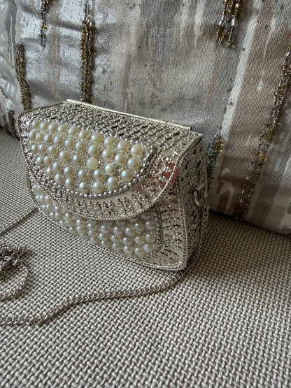 Pearl Embellished Mini Clutch Bag