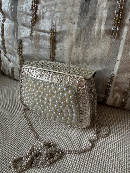 Pearl Embellished Mini Clutch Bag