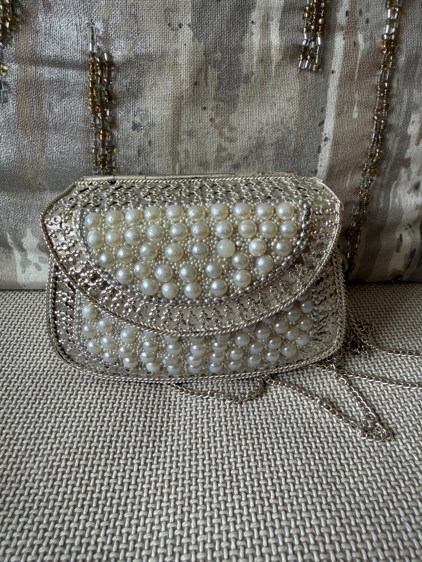 Pearl Embellished Mini Clutch Bag