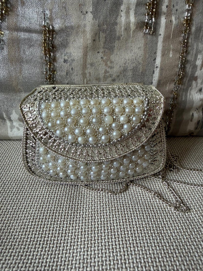 Pearl Embellished Mini Clutch Bag