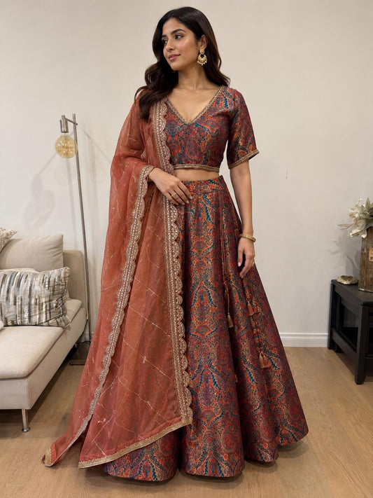 Brocade Silk Lehenga Set