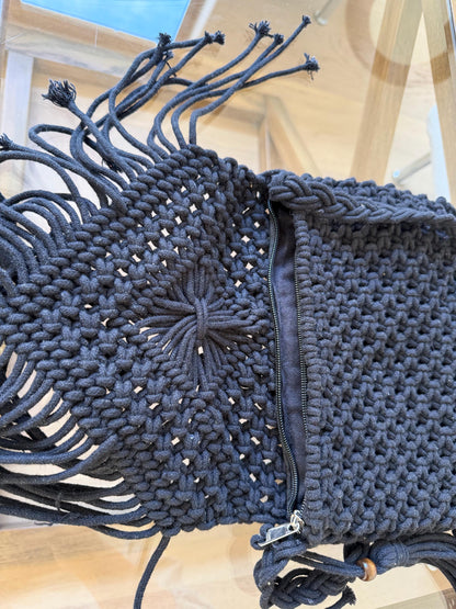 Handmade Macrame Boho Bag | Black