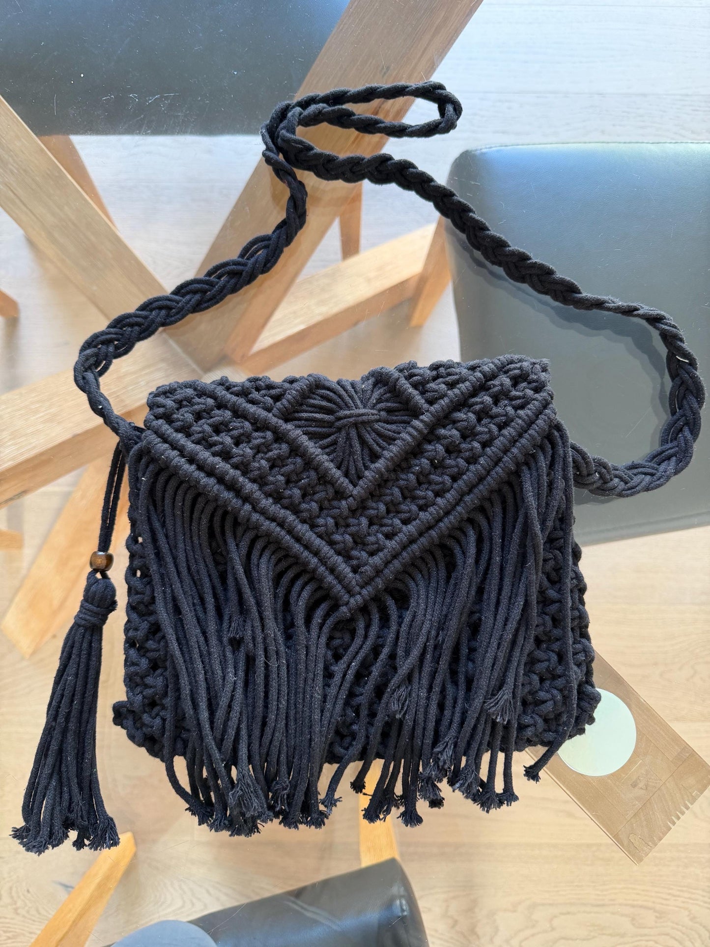Handmade Macrame Boho Bag | Black