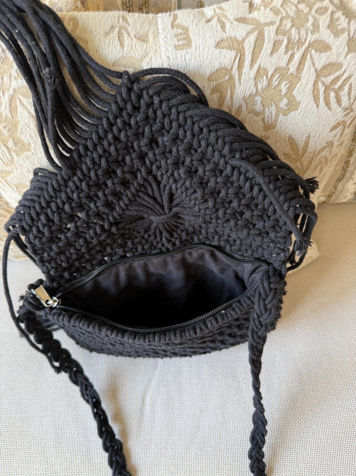 Handmade Macrame Boho Bag | Black