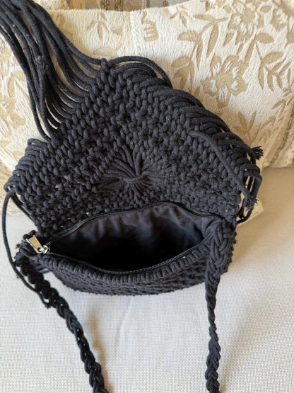 Handmade Macrame Boho Bag | Black