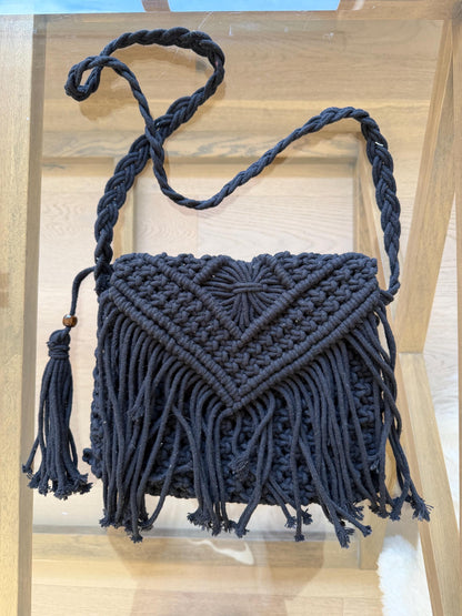 Handmade Macrame Boho Bag | Black