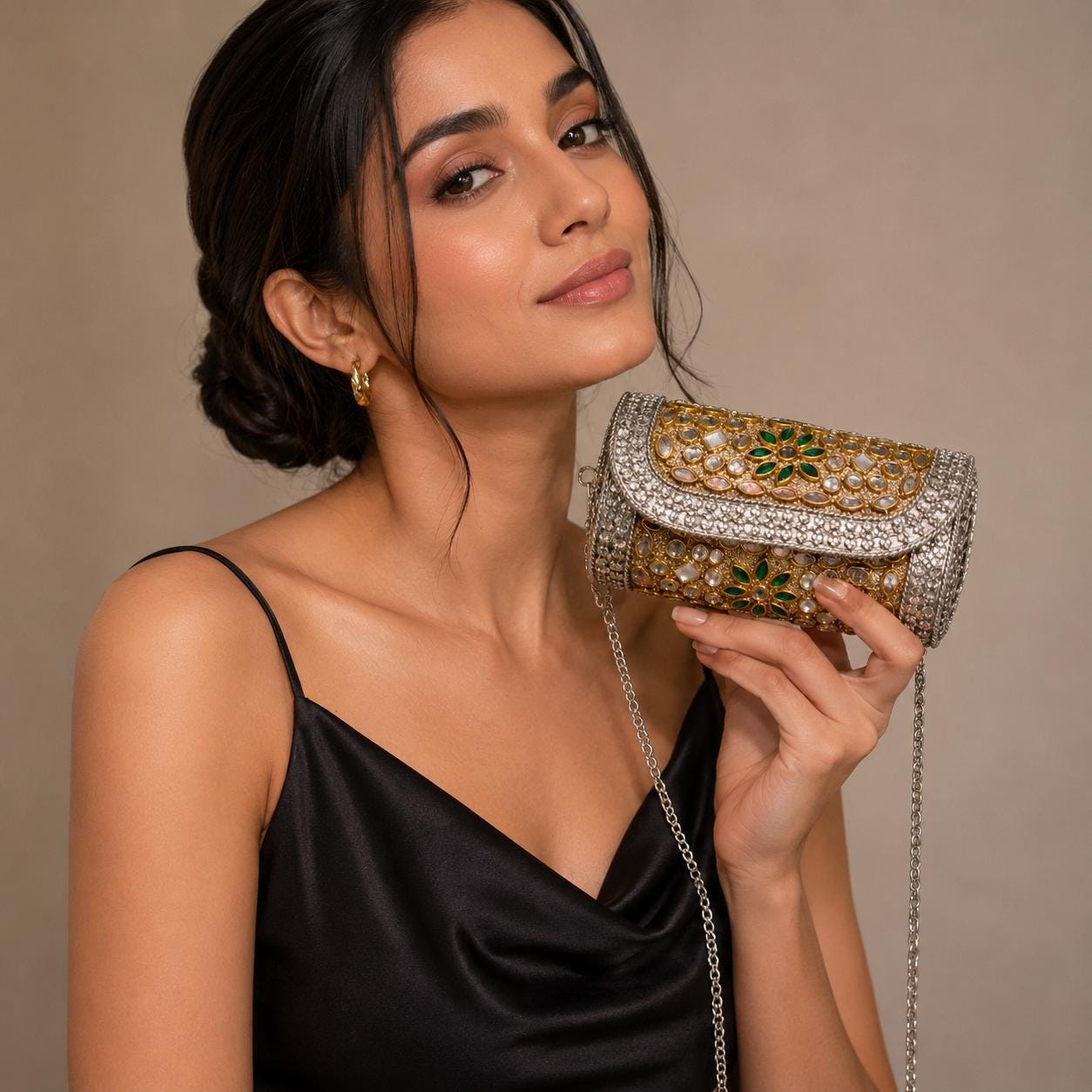 Handmade Gold Silver Metal Clutch Purse