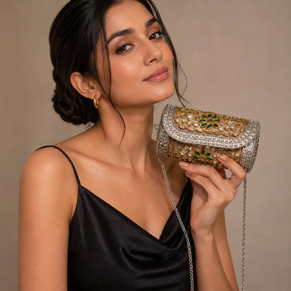 Handmade Gold Silver Metal Clutch Purse