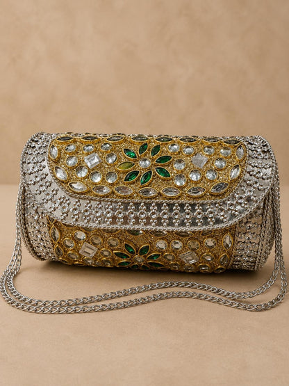 Handmade Gold Silver Metal Clutch Purse