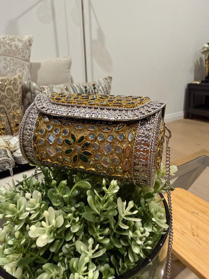 Handmade Gold Silver Metal Clutch Purse