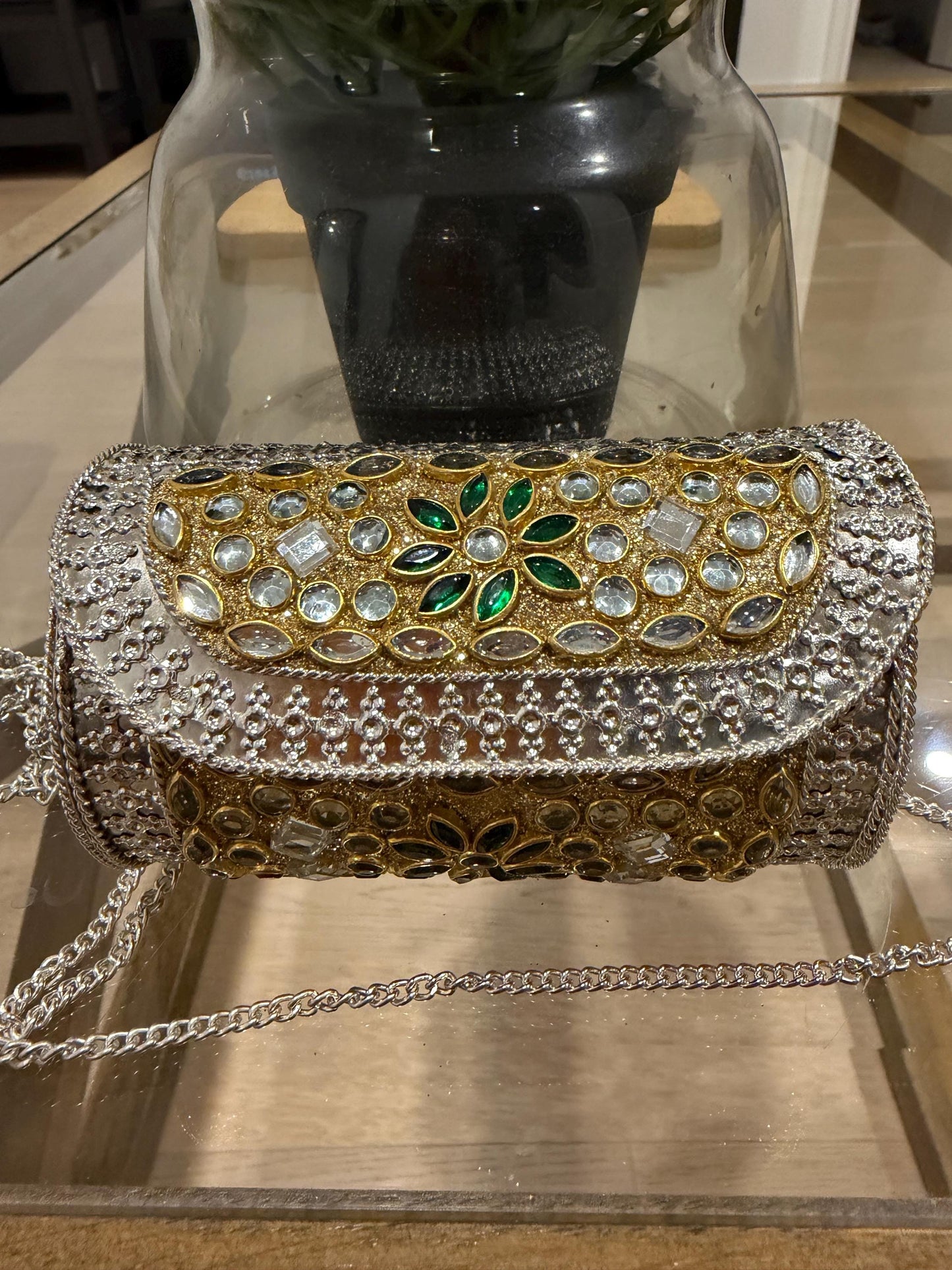 Handmade Gold Silver Metal Clutch Purse