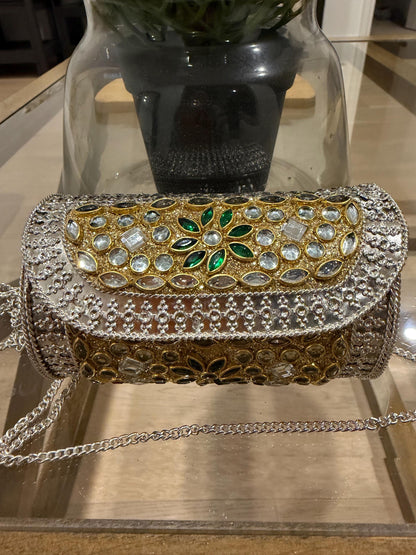 Handmade Gold Silver Metal Clutch Purse