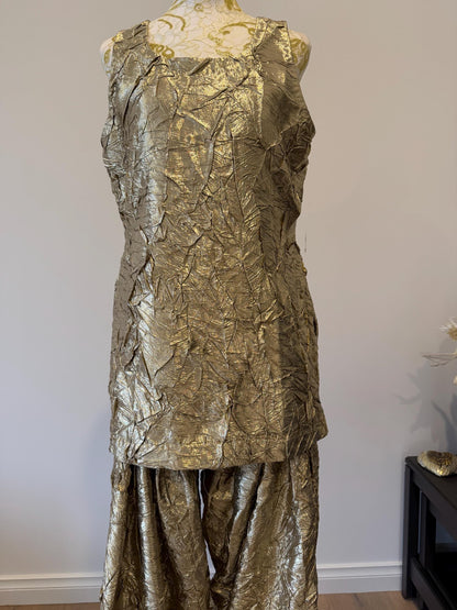 Golden Crushed Monalisa Farsi Suit