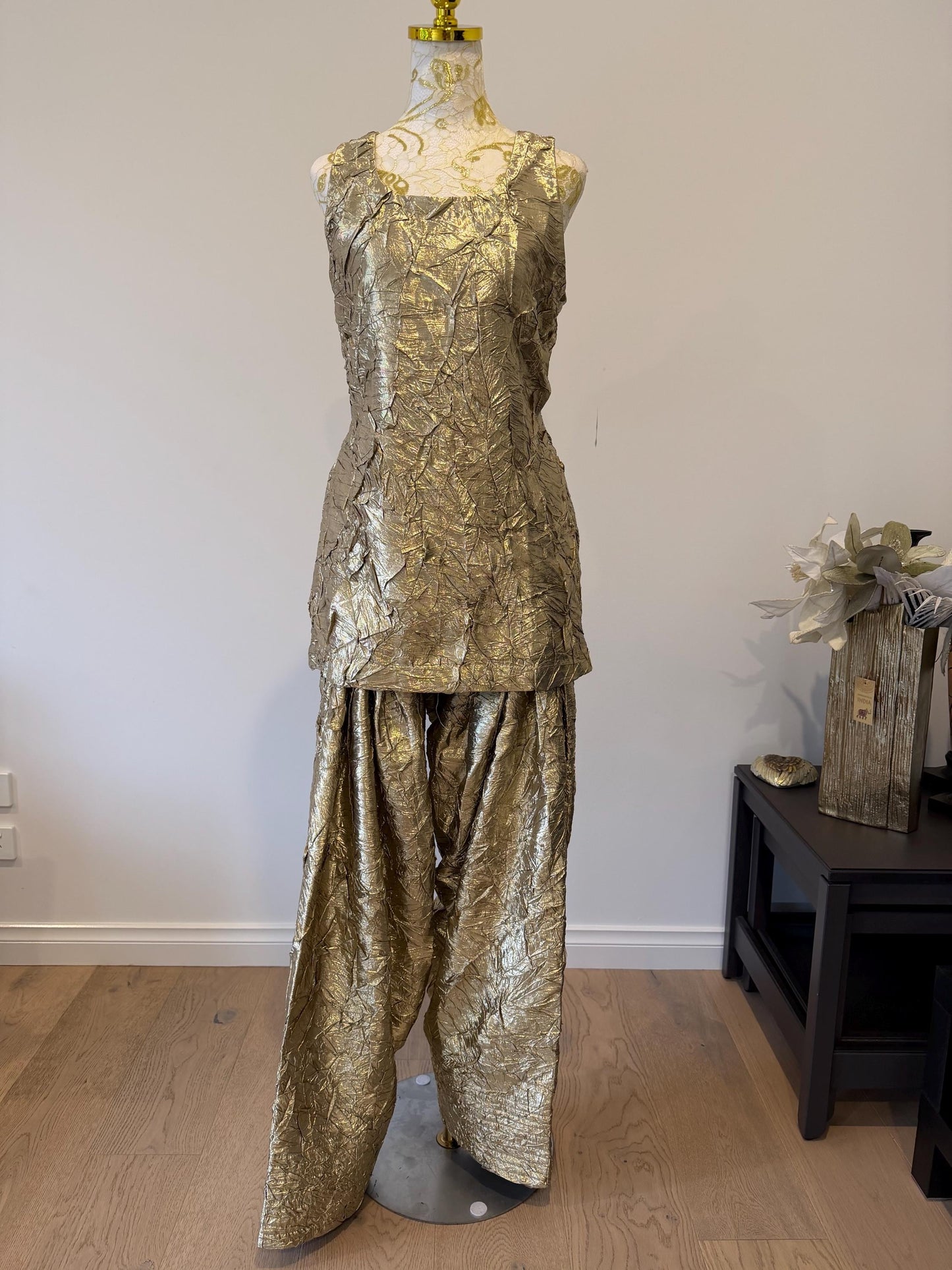 Golden Crushed Monalisa Farsi Suit