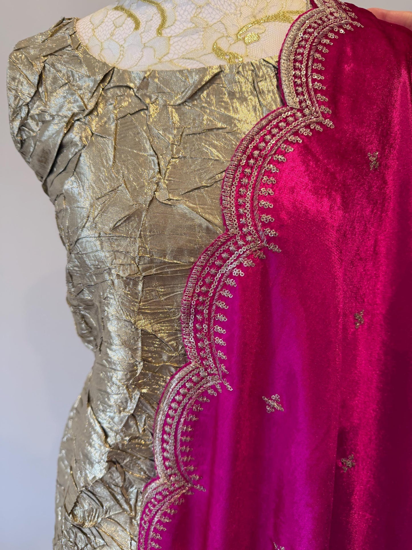 Golden Crushed Monalisa Farsi Suit