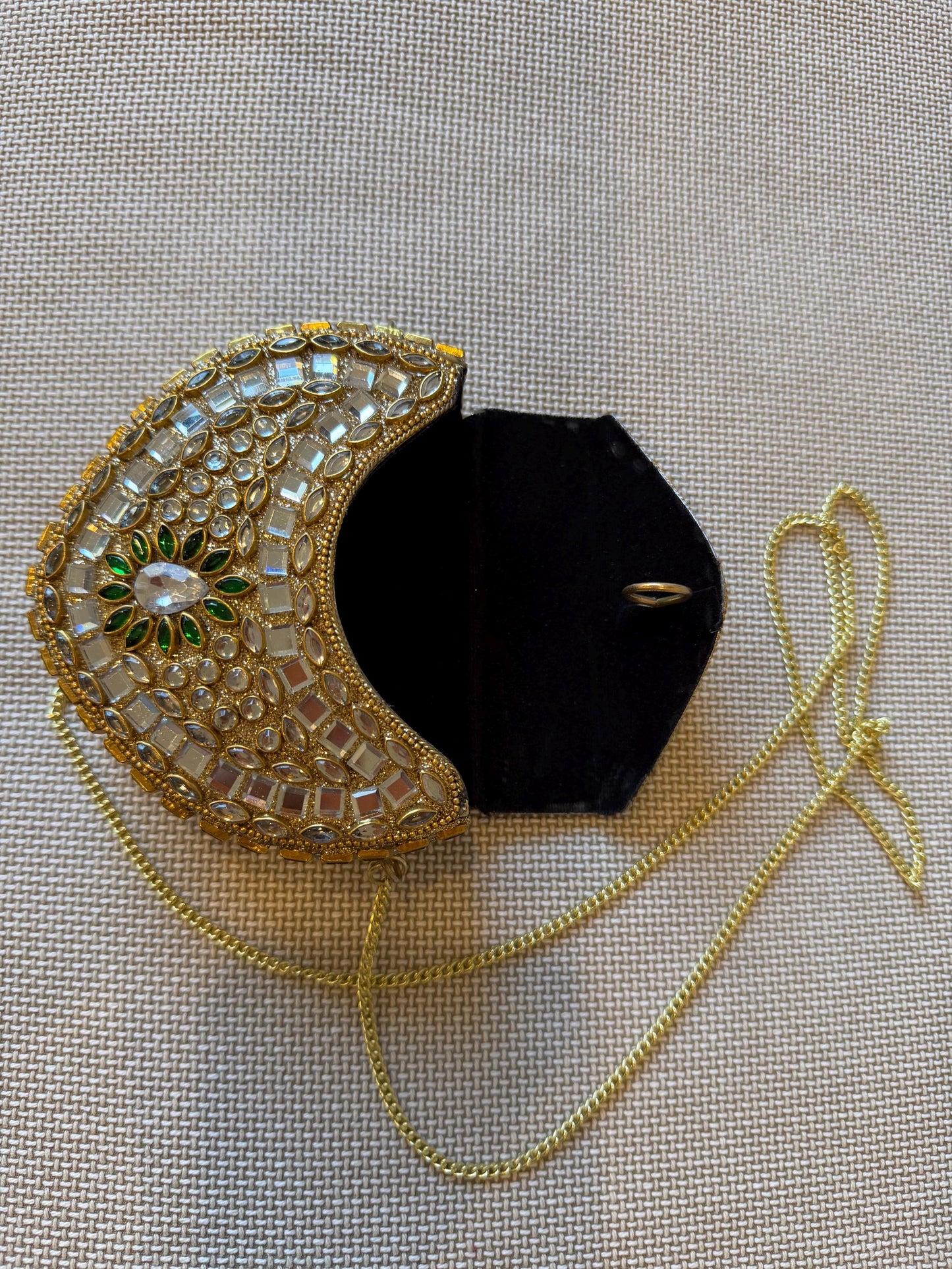 Gold Metal Clutch Bag | Kundan Embellished Evening Purse | Indian Wedding Bridal Potli Alternative