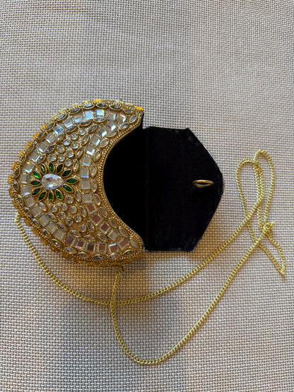 Gold Metal Clutch Bag | Kundan Embellished Evening Purse | Indian Wedding Bridal Potli Alternative