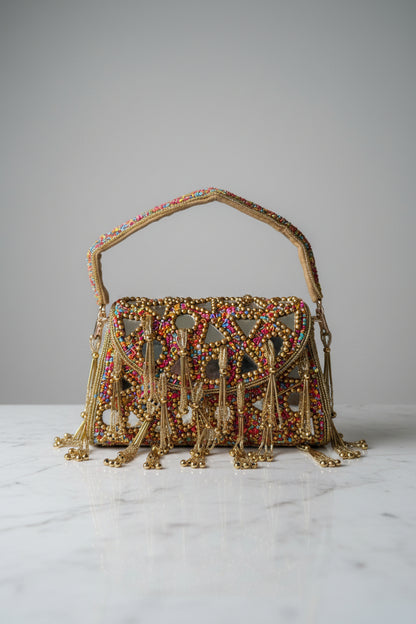 Handmade Mirror Work Beaded Shoulder Bag