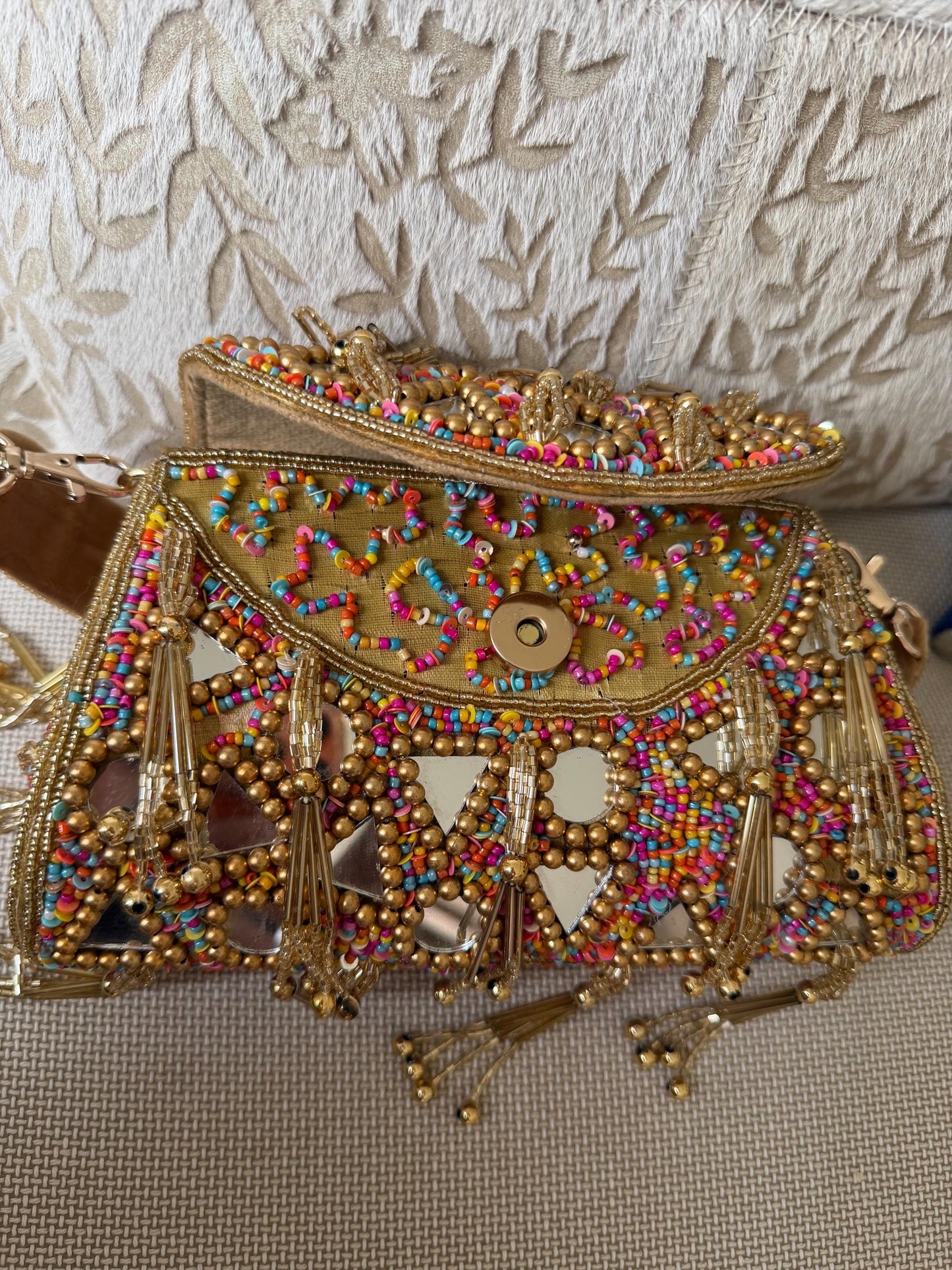 Handmade Mirror Work Beaded Shoulder Bag