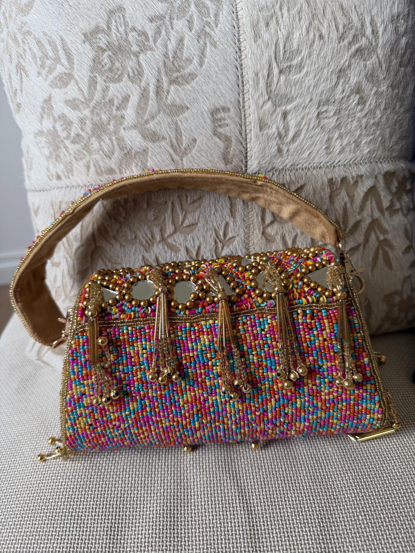 Handmade Mirror Work Beaded Shoulder Bag