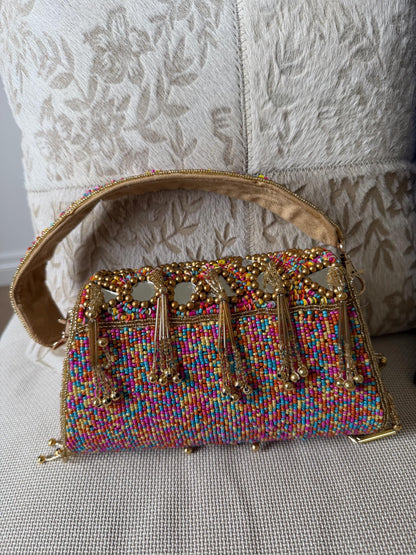 Handmade Mirror Work Beaded Shoulder Bag