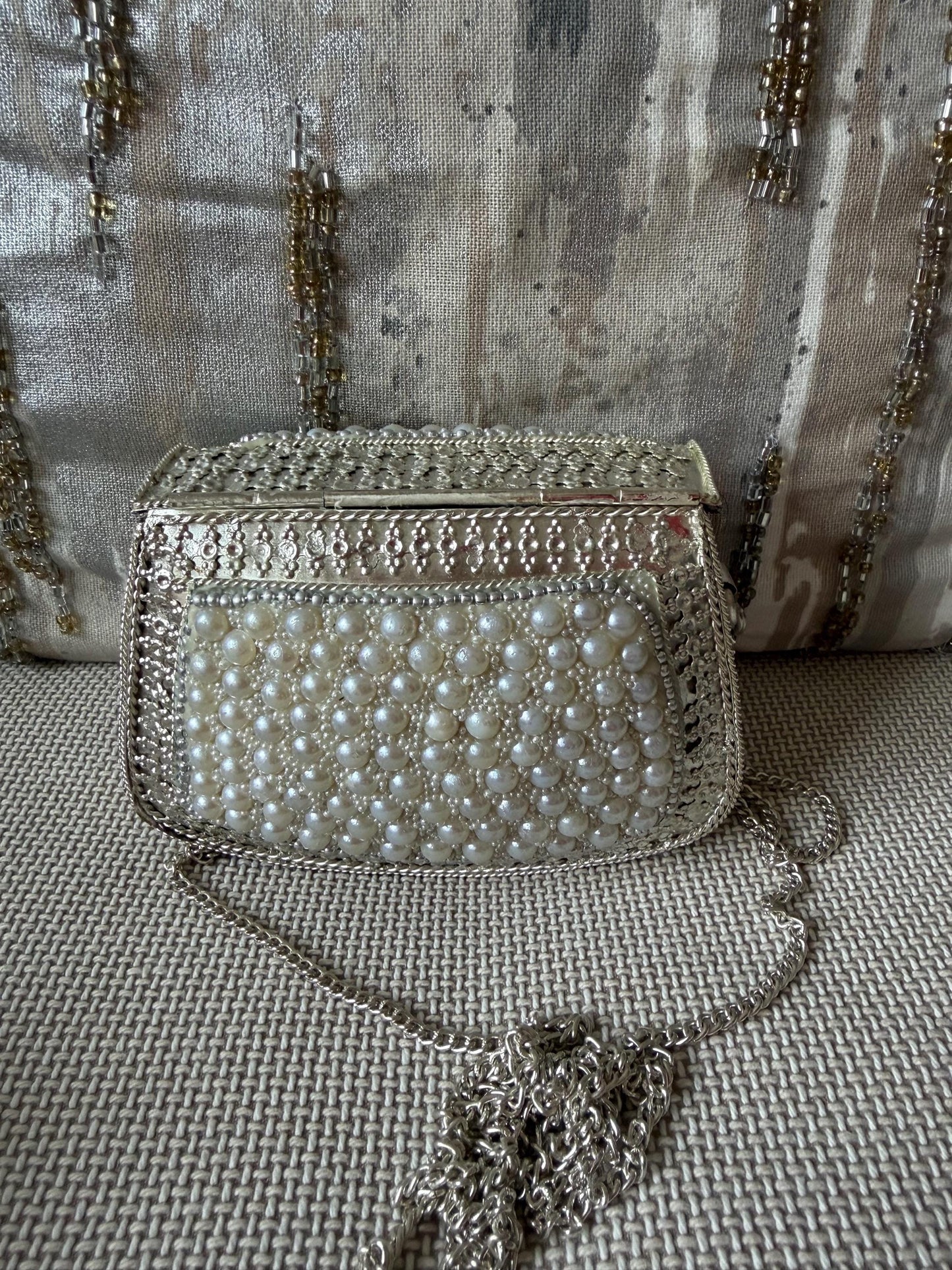 Pearl Embellished Mini Clutch Bag