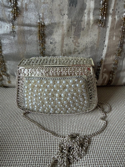 Pearl Embellished Mini Clutch Bag