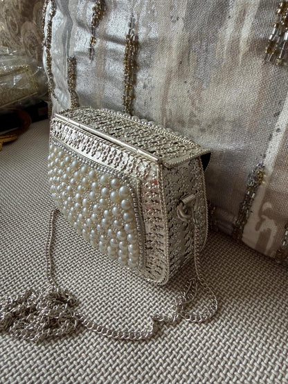 Pearl Embellished Mini Clutch Bag