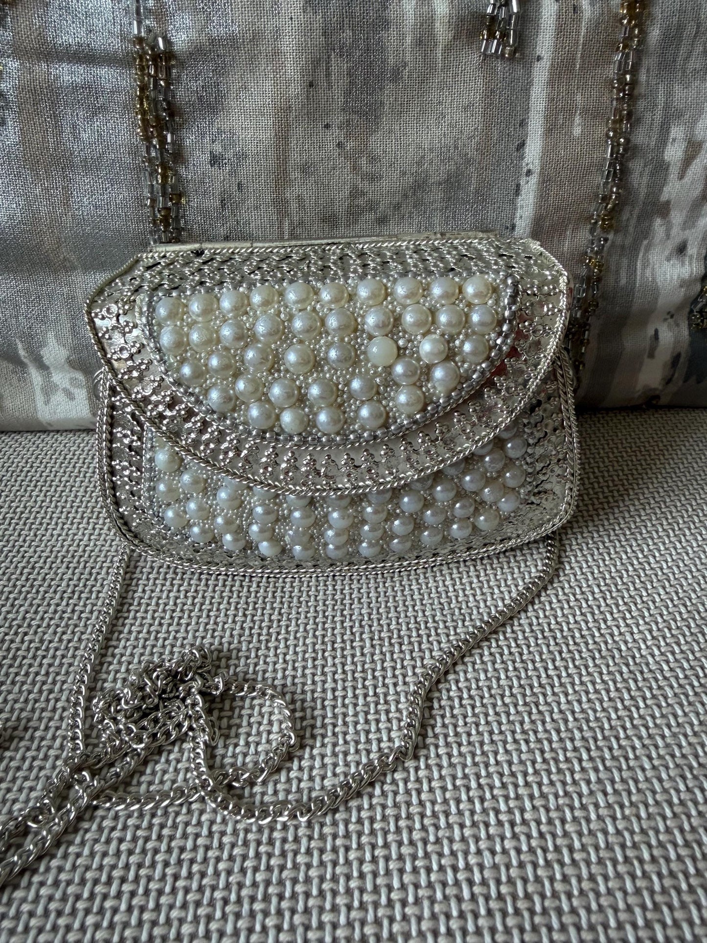 Pearl Embellished Mini Clutch Bag