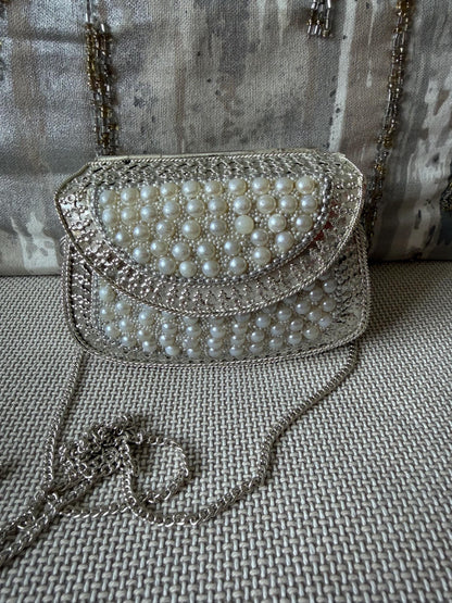 Pearl Embellished Mini Clutch Bag