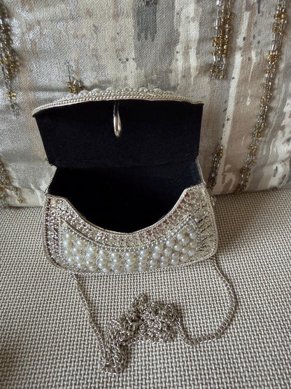 Pearl Embellished Mini Clutch Bag
