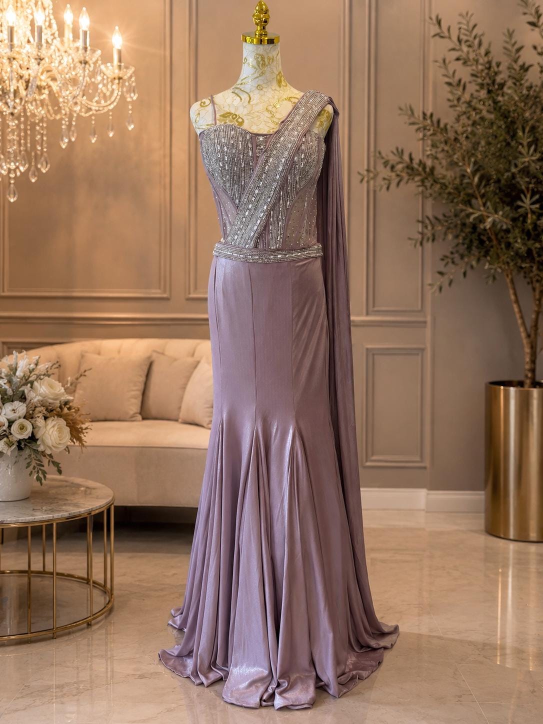 Lavender Indo-Western Designer Lehenga