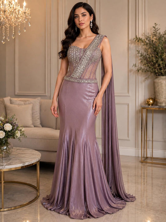 Lavender Indo-Western Designer Lehenga