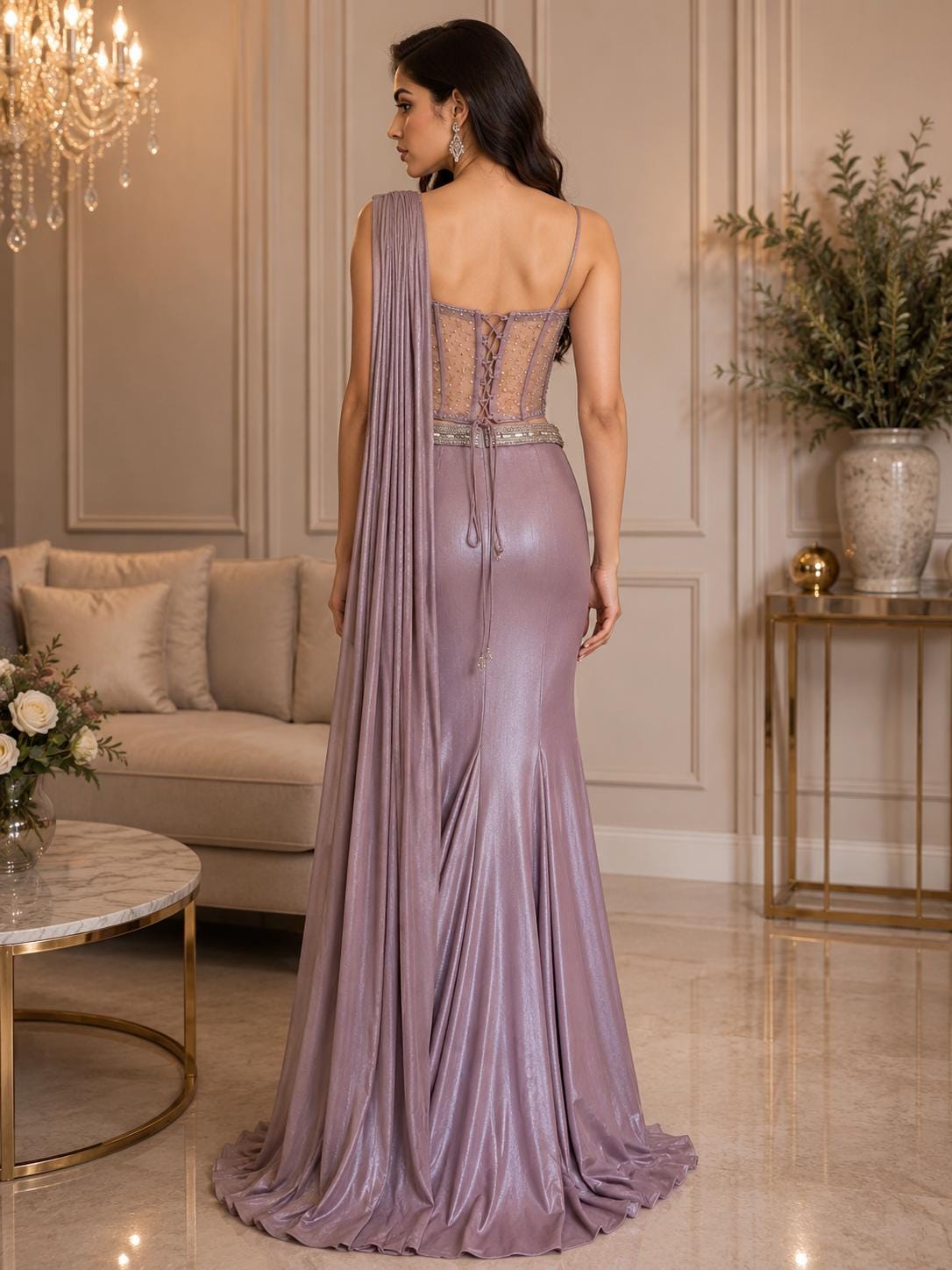Lavender Indo-Western Designer Lehenga