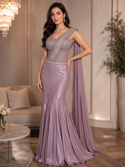 Lavender Indo-Western Designer Lehenga