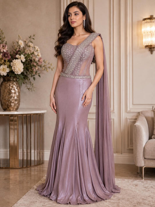 Lavender Indo-Western Designer Lehenga