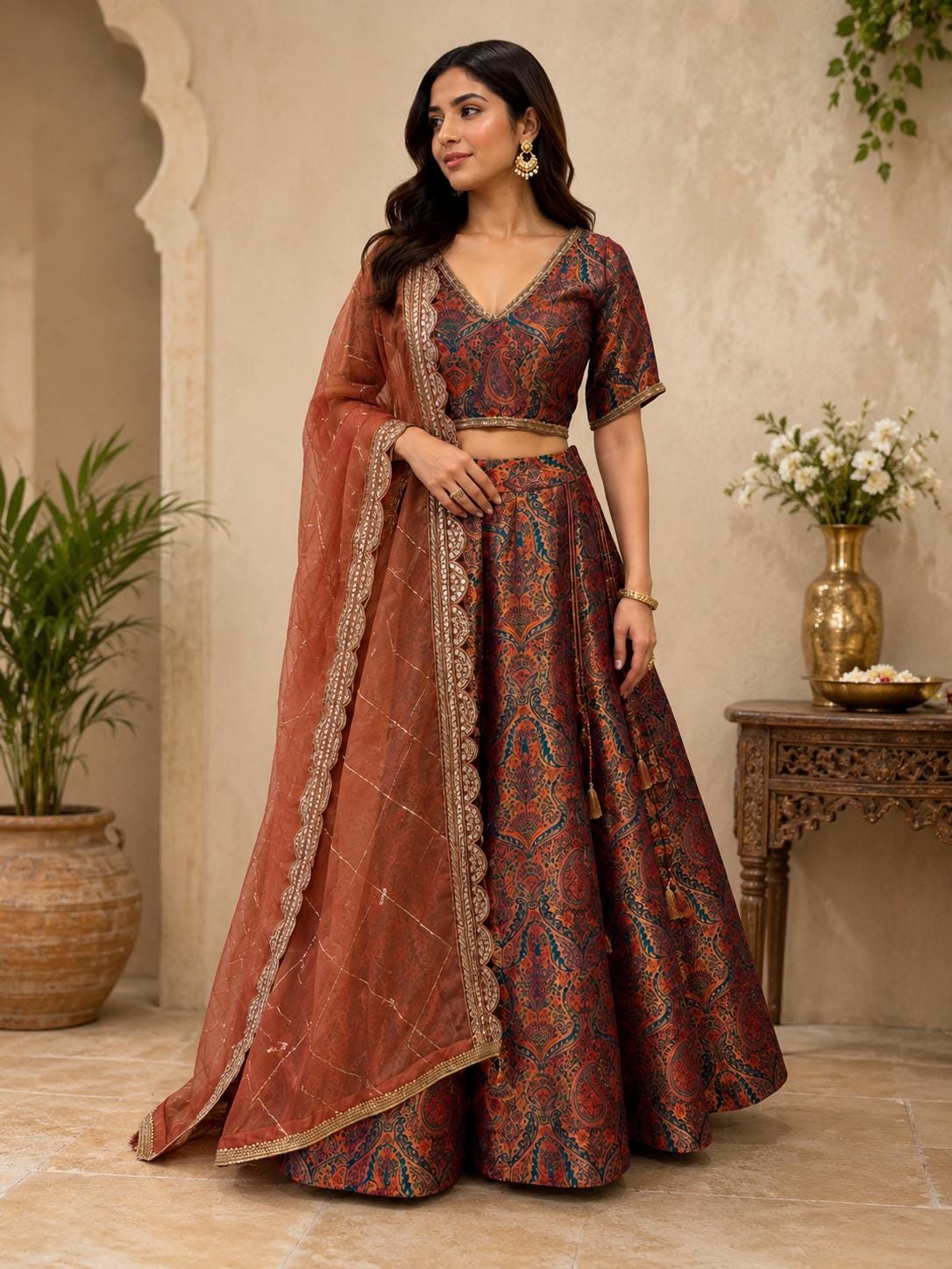Brocade Silk Lehenga Set