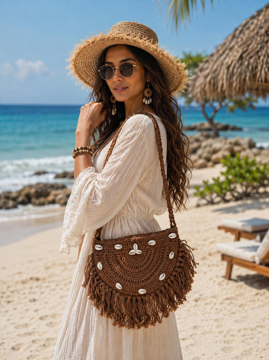 Handmade Crochet Half Moon Bag