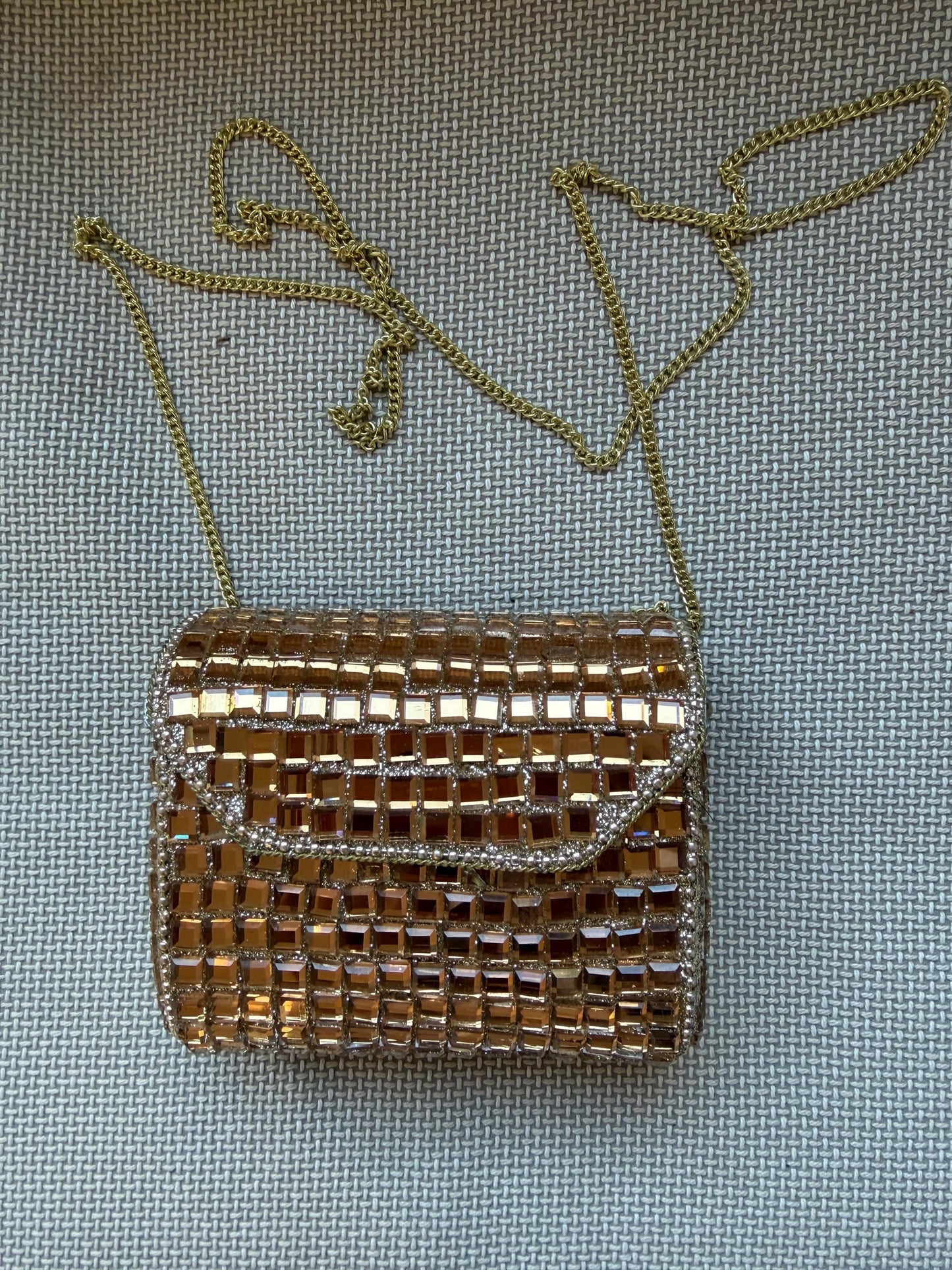 Handmade Rose Gold Crystal Box Clutch