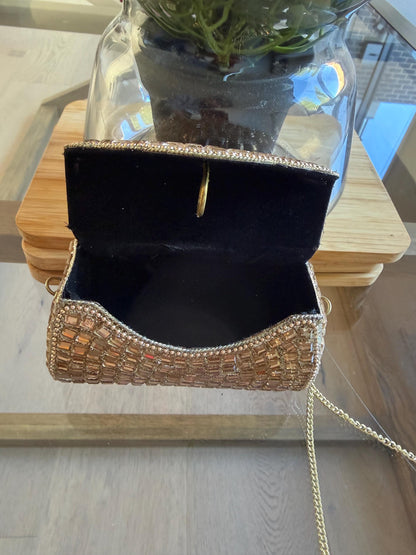 Handmade Rose Gold Crystal Box Clutch