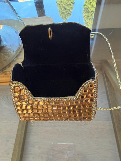 Handmade Rose Gold Crystal Box Clutch
