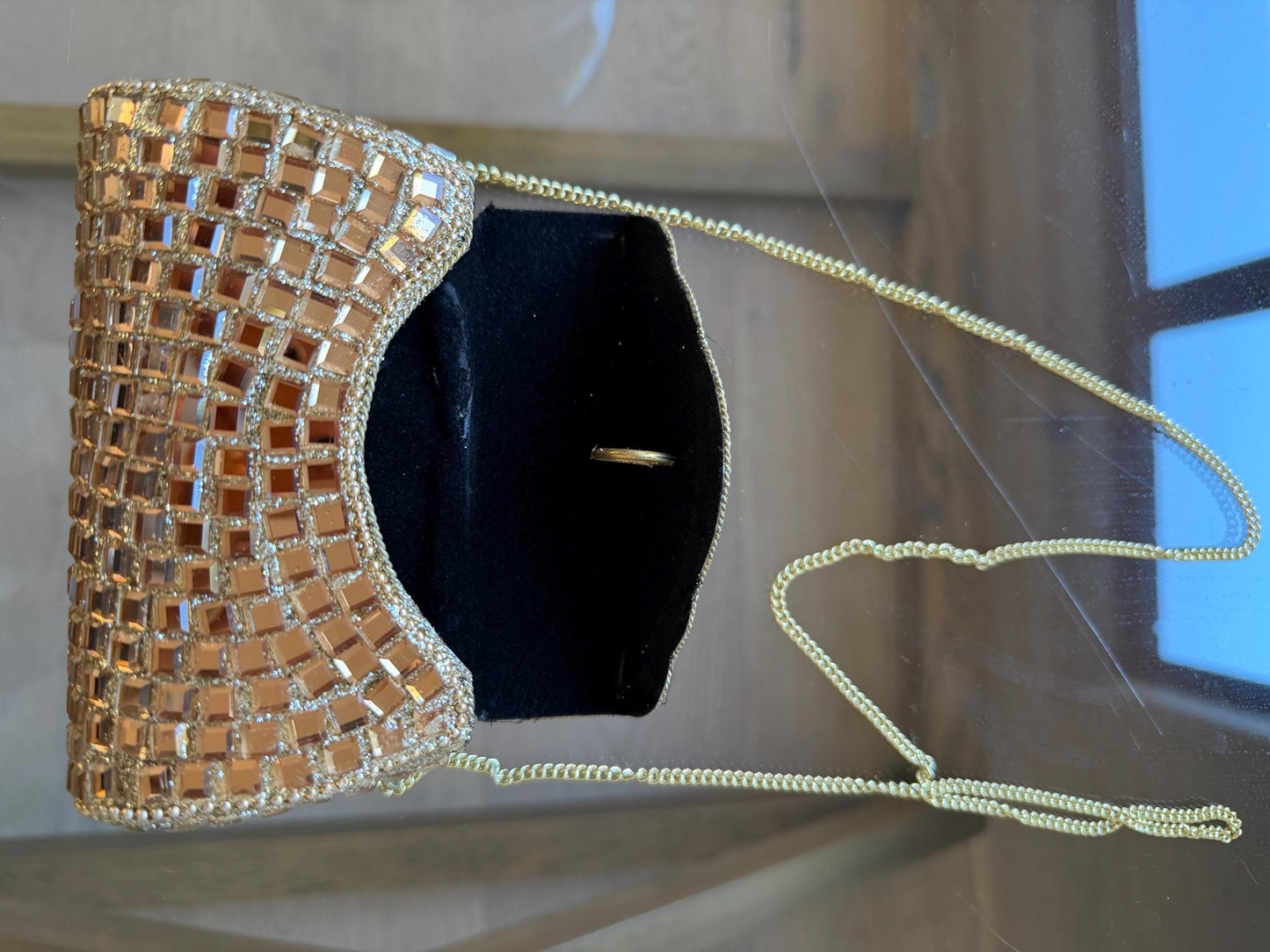 Handmade Rose Gold Crystal Box Clutch
