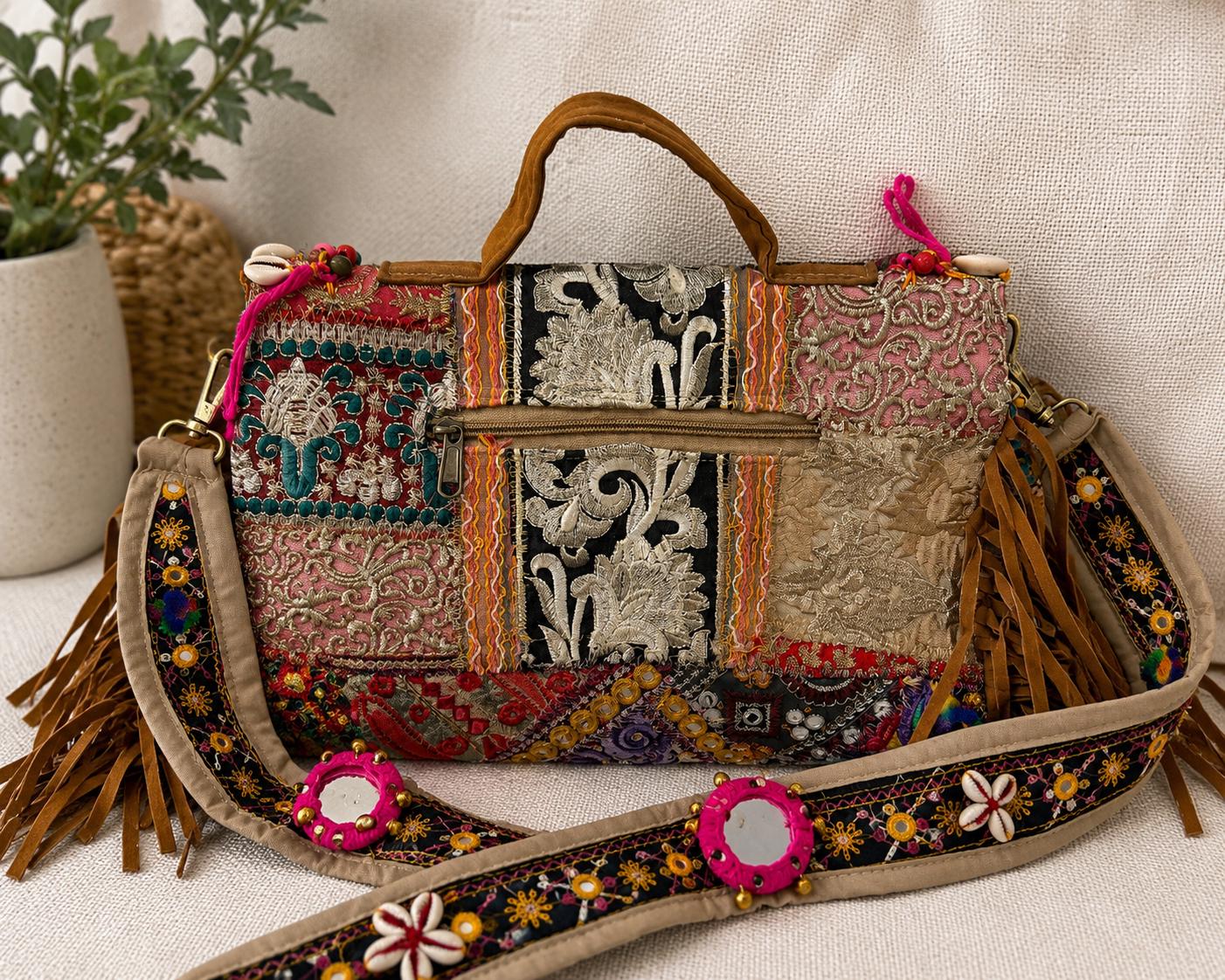 Boho Embroidered Crossbody Bag