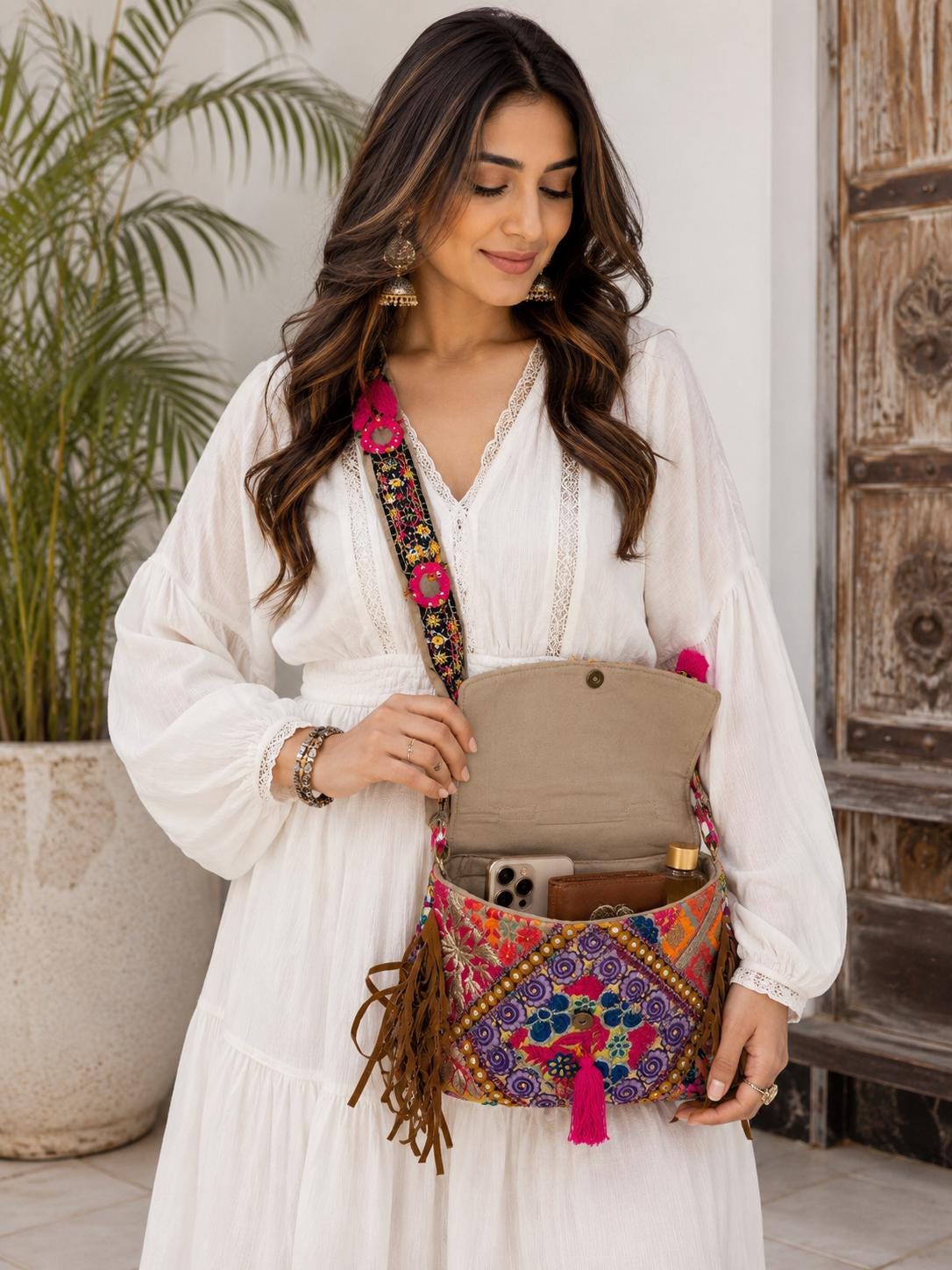 Boho Embroidered Crossbody Bag