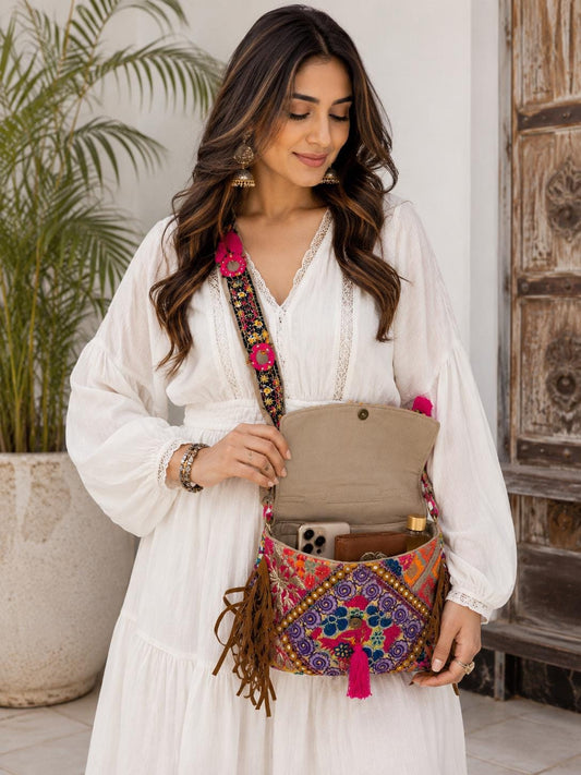 Boho Embroidered Crossbody Bag