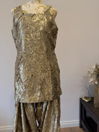 Golden Crushed Monalisa Farsi Suit