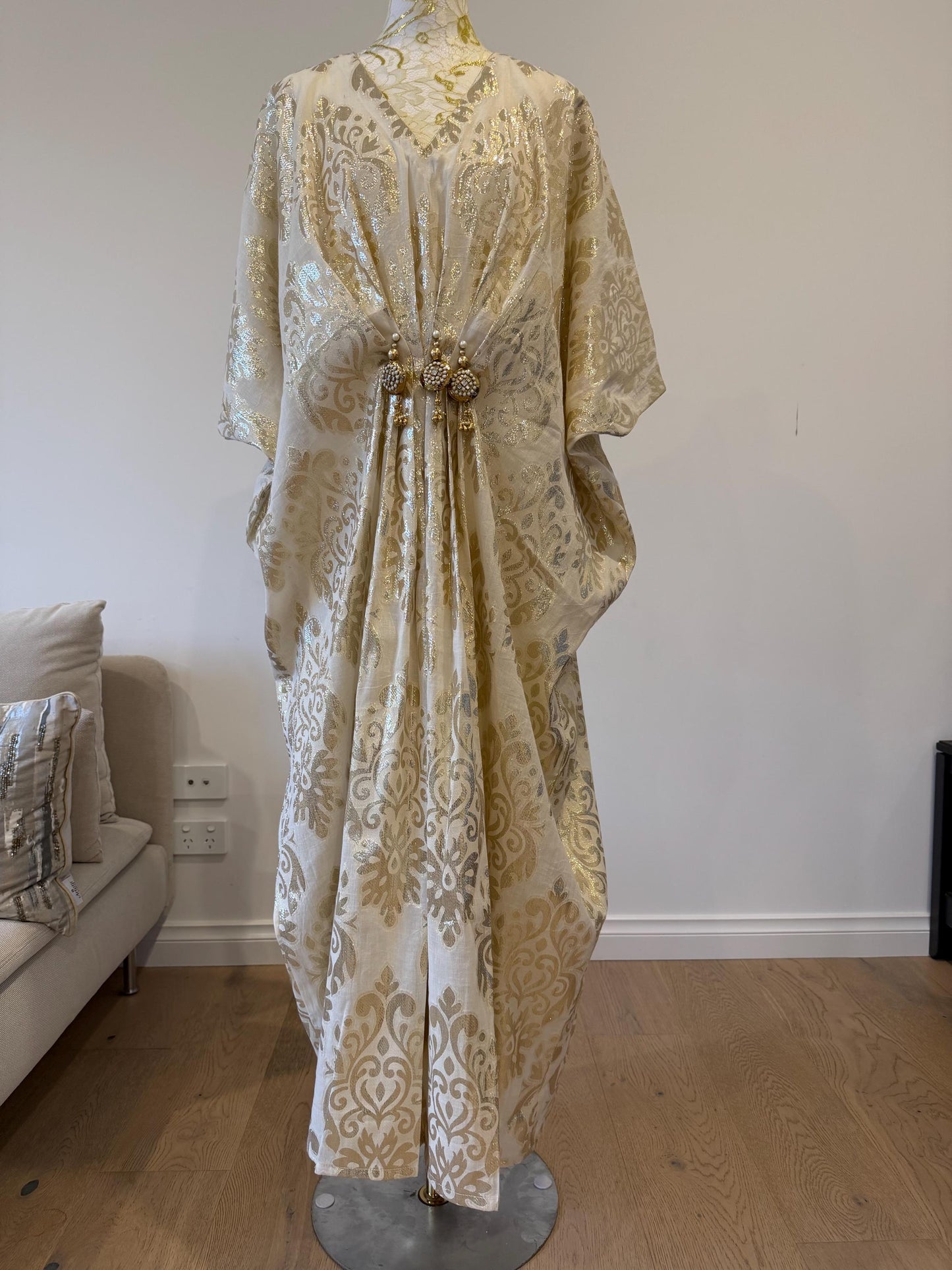 Off-White Cotton Choga Set