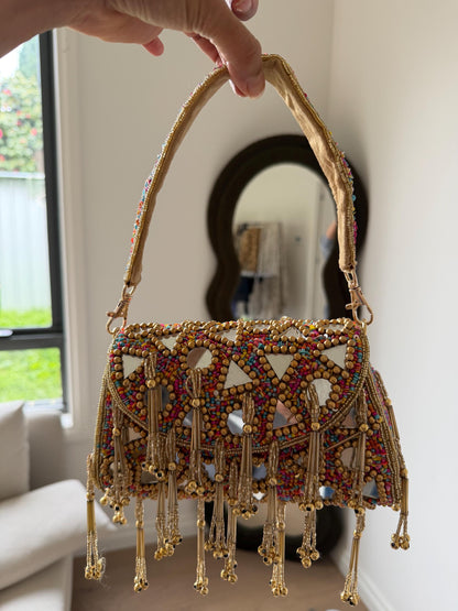 Handmade Mirror Work Beaded Shoulder Bag
