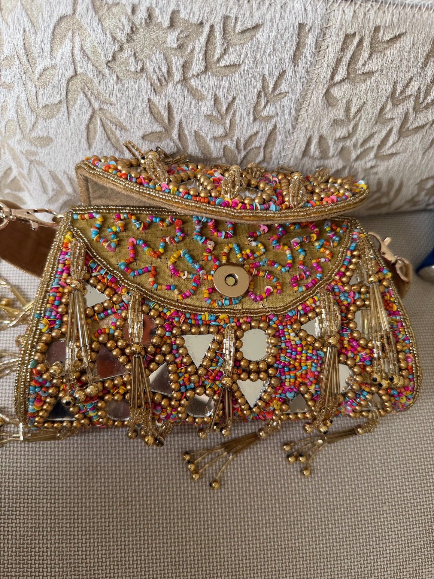 Handmade Mirror Work Beaded Shoulder Bag